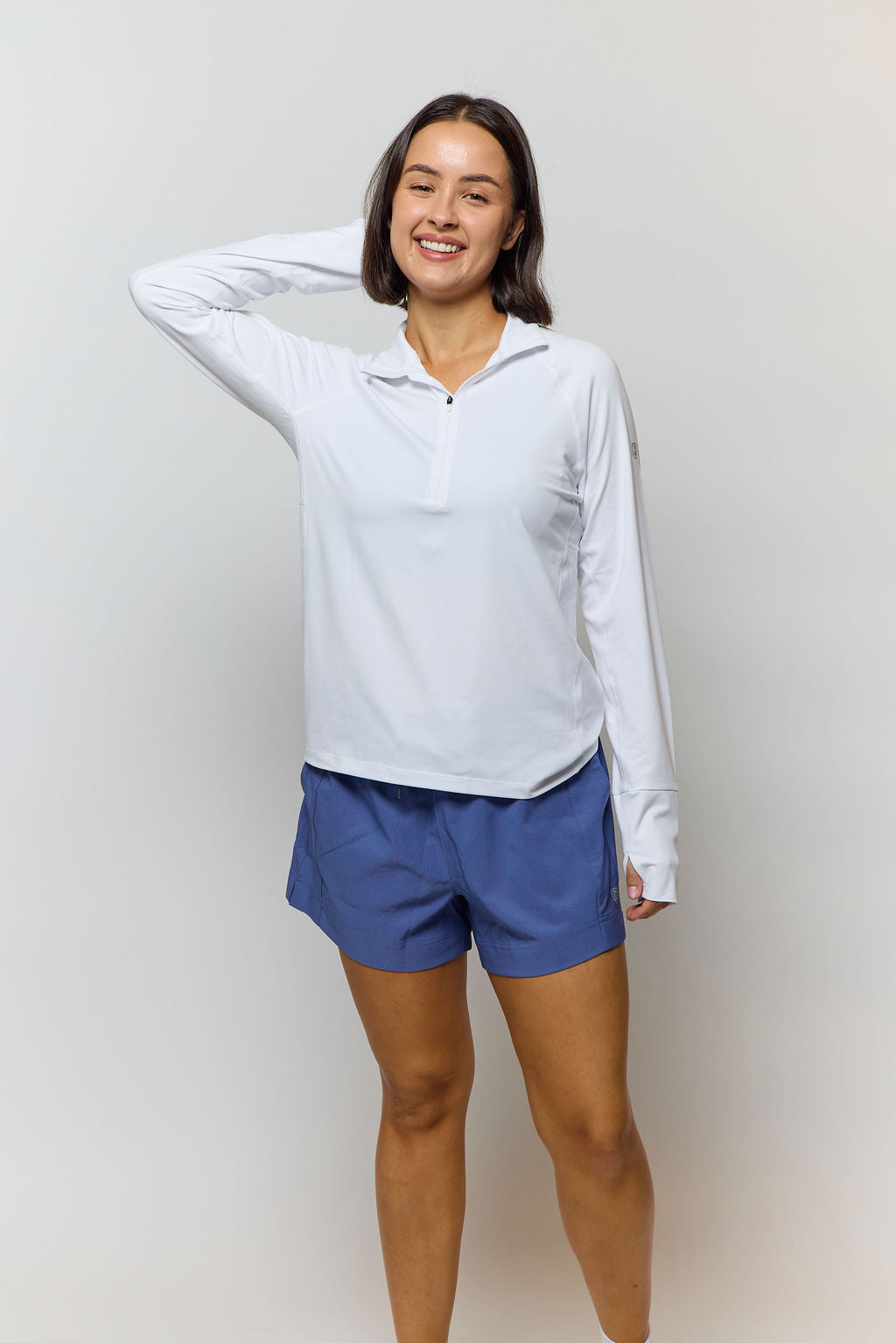 Foudy Mid-Weight Long Sleeve ½ Zip Top White