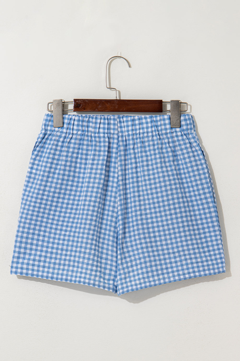 Fern Green Vintage Plaid Print High Waisted Loose Wide Leg Shorts