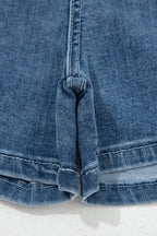 Dusk Blue Flap Pockets Denim Shorts