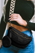 Black Colorblock Strap Crossbody Bag With Coin Purse Black ONE SIZE