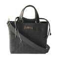 All Black Medium Woven Crossbody Drawstring Bag black