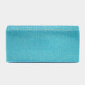 Bling Solid Evening Clutch Crossbody Bag Aqua