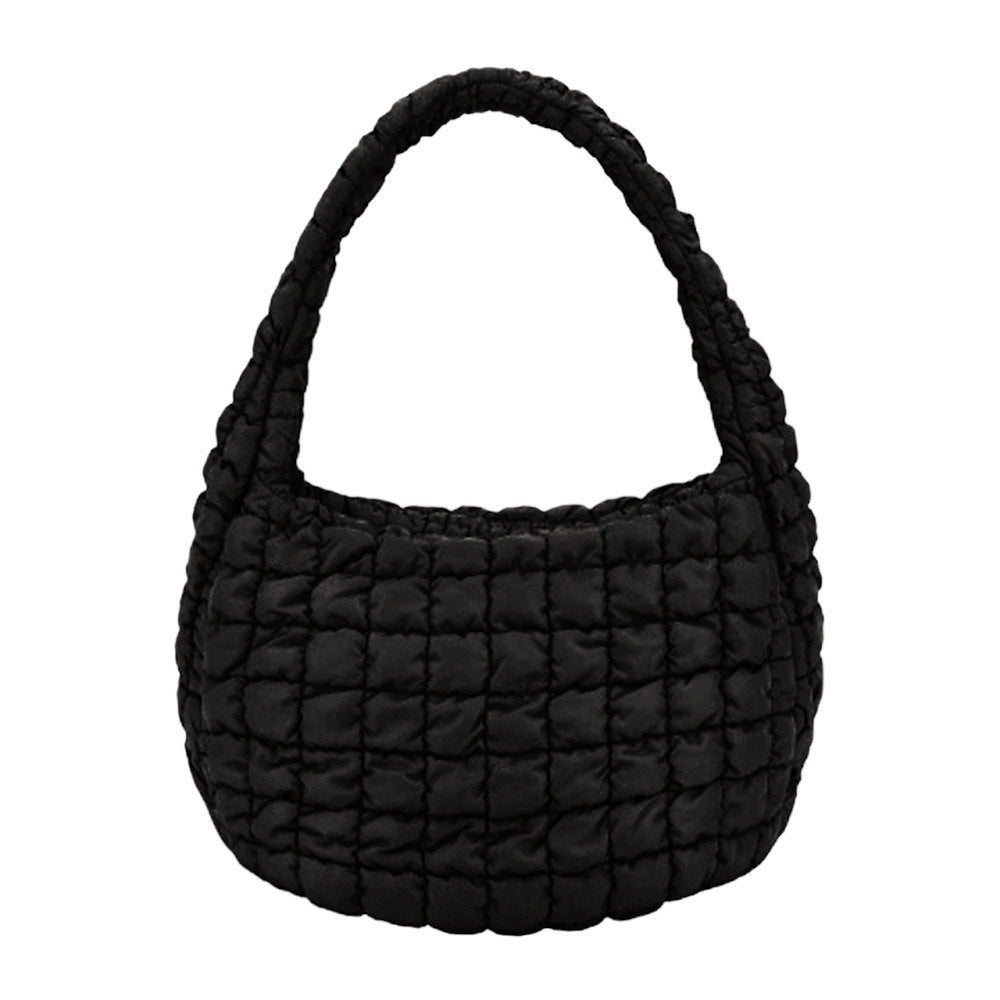 Quilted Puffer Shoulder Crossbody Bag Black