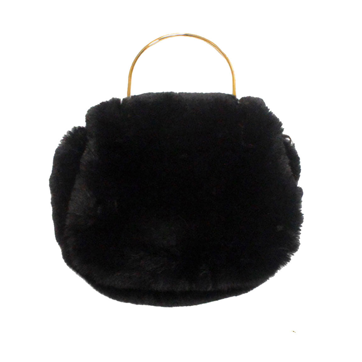 Solid Faux Fur Tote Crossbody Bag Black