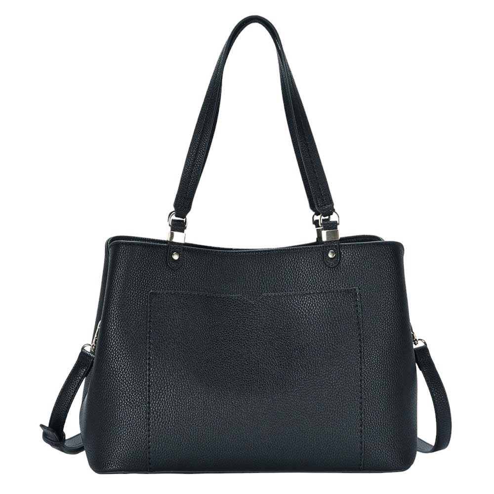 Solid Faux Leather Shoulder Crossbody Bag Black