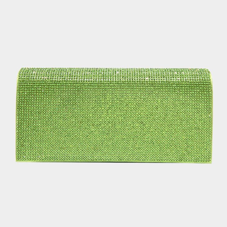Bling Solid Evening Clutch Crossbody Bag Peridot