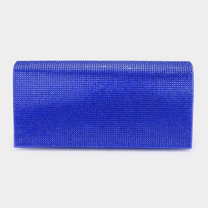 Bling Solid Evening Clutch Crossbody Bag Sapphire