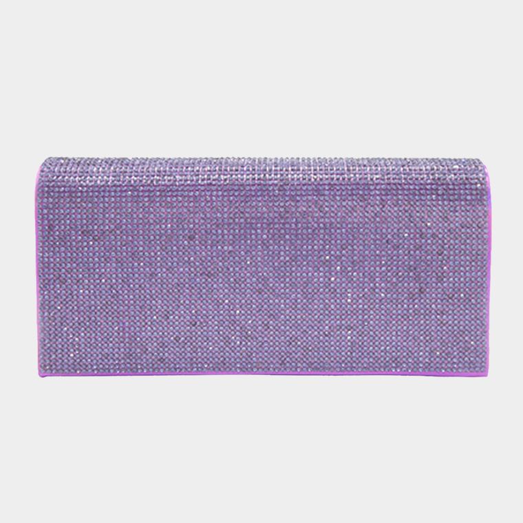 Bling Solid Evening Clutch Crossbody Bag Tanzanite