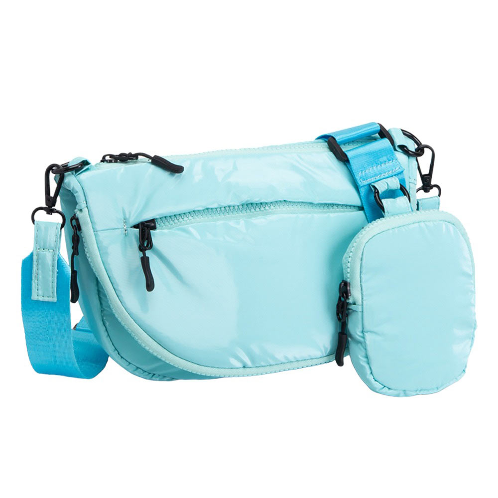 Puffer Half Moon Crossbody Bag Blue