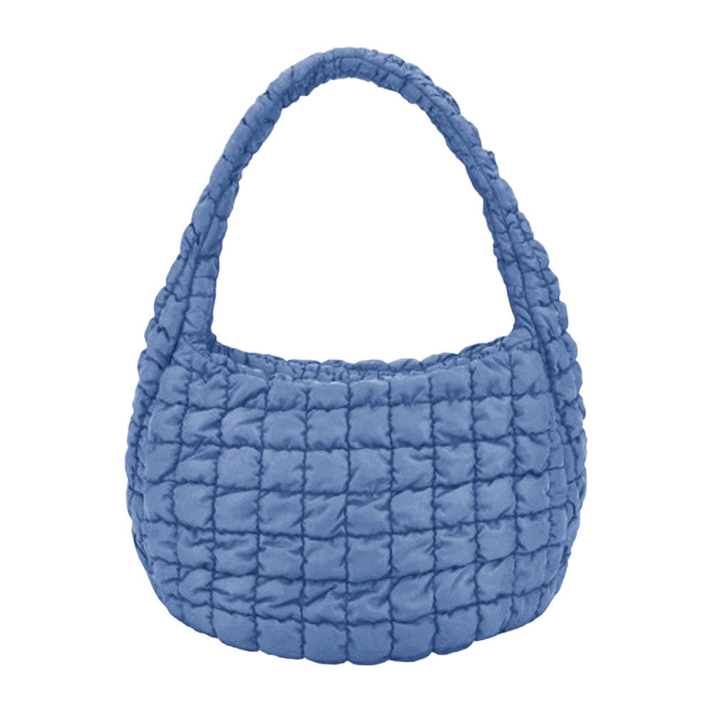 Quilted Puffer Shoulder Crossbody Bag Blue