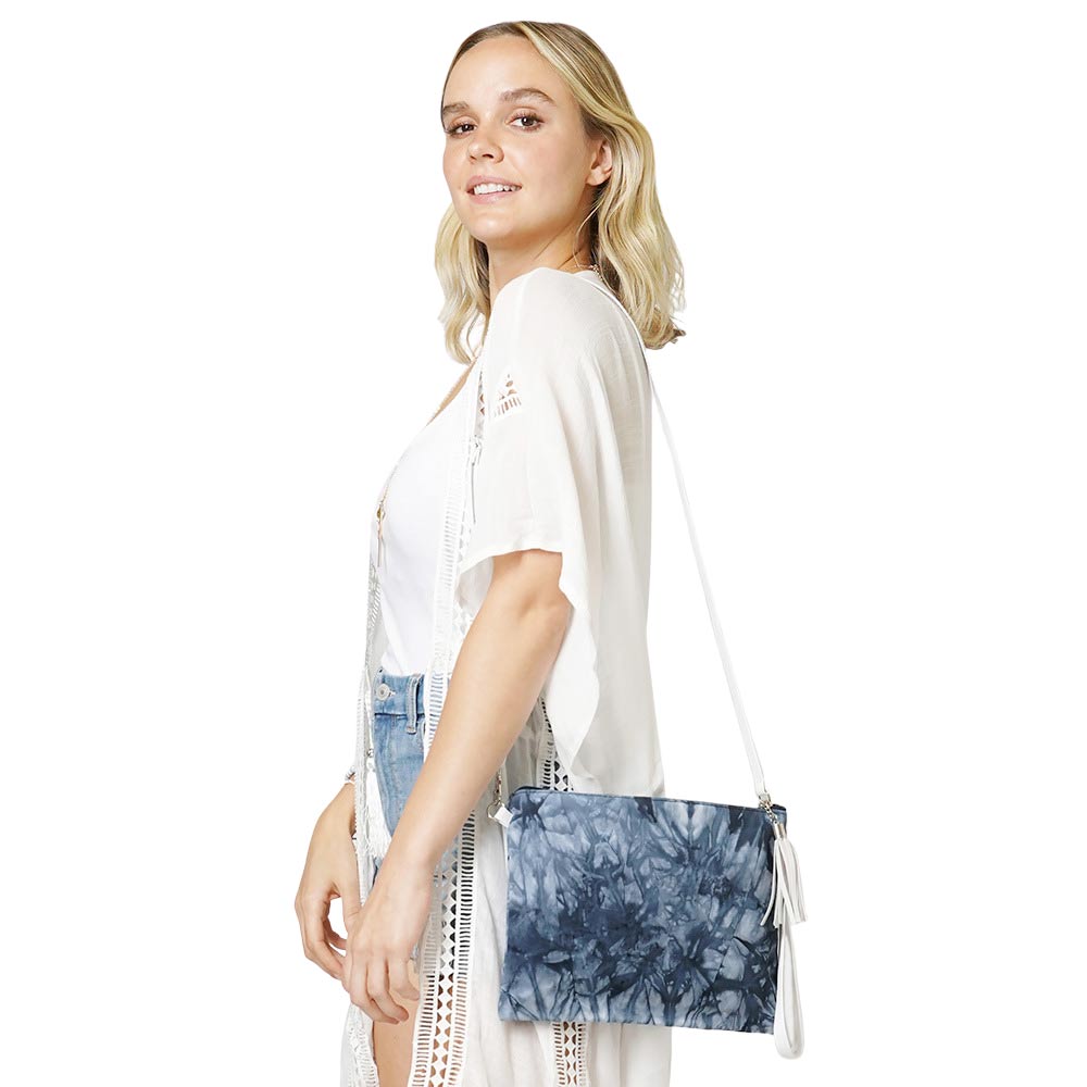 Tie Dye Wristlet Clutch Crossbody Bag Blue