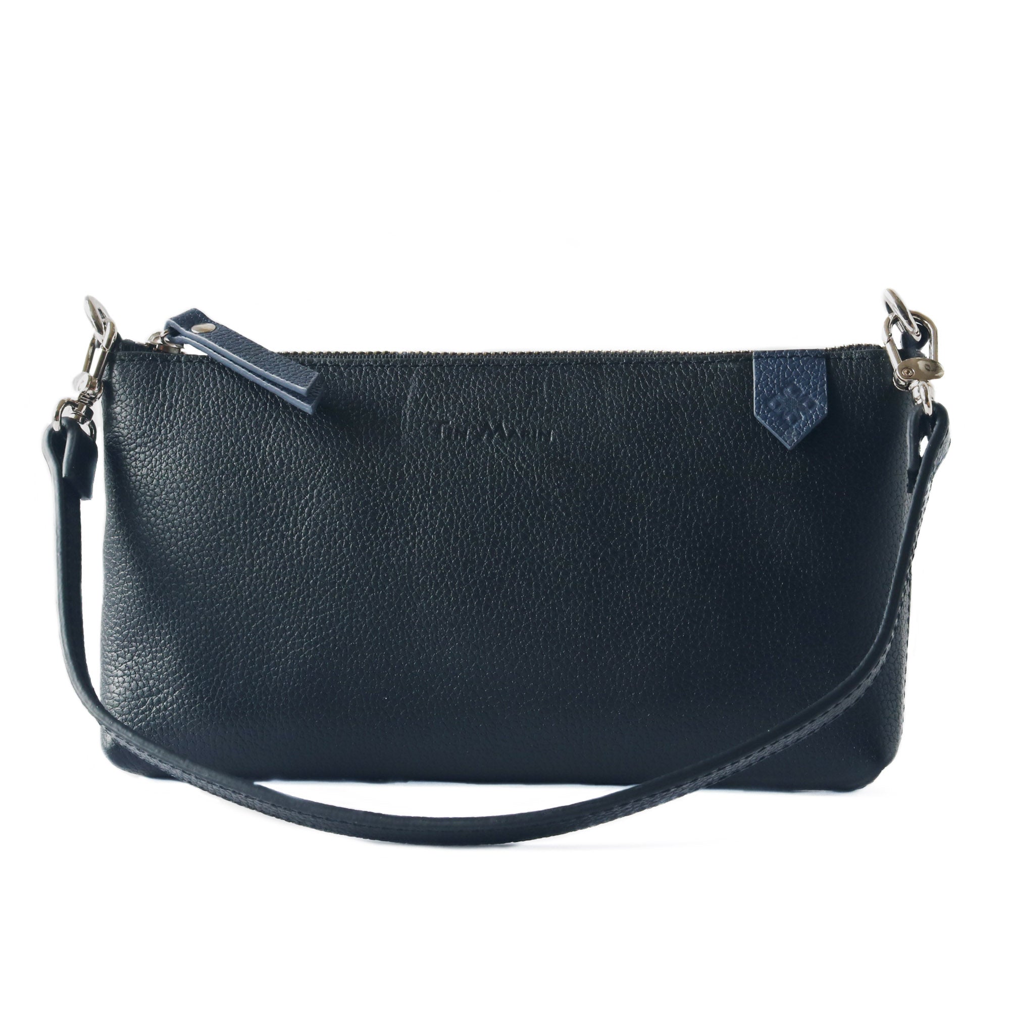 Elia Convertible Leather Bag – Clutch, Shoulder & Crossbody black