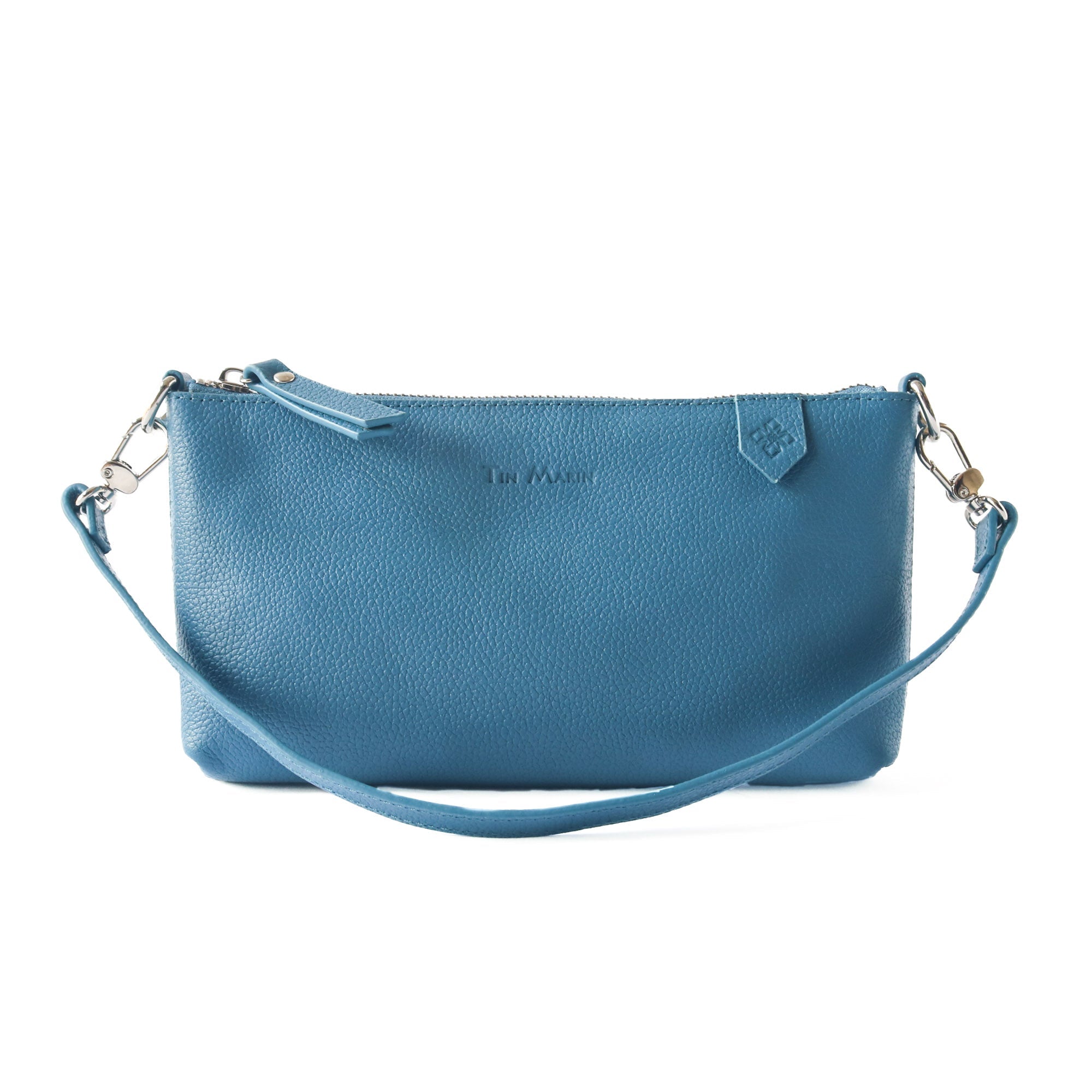 Elia Convertible Leather Bag – Clutch, Shoulder & Crossbody stone blue