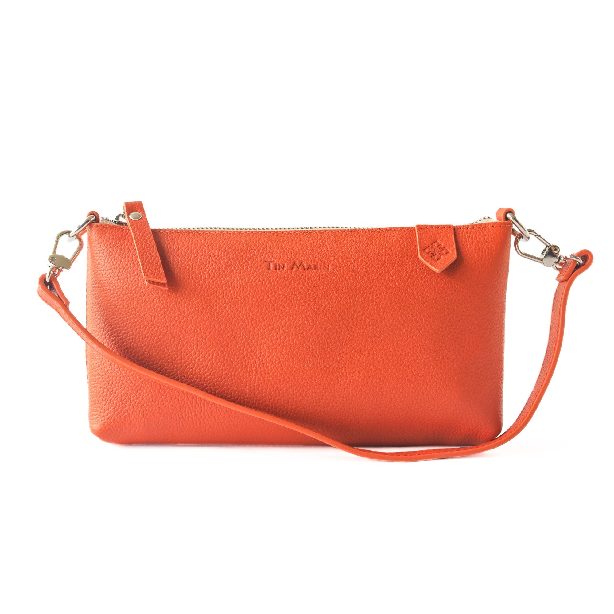 Elia Convertible Leather Bag – Clutch, Shoulder & Crossbody orange