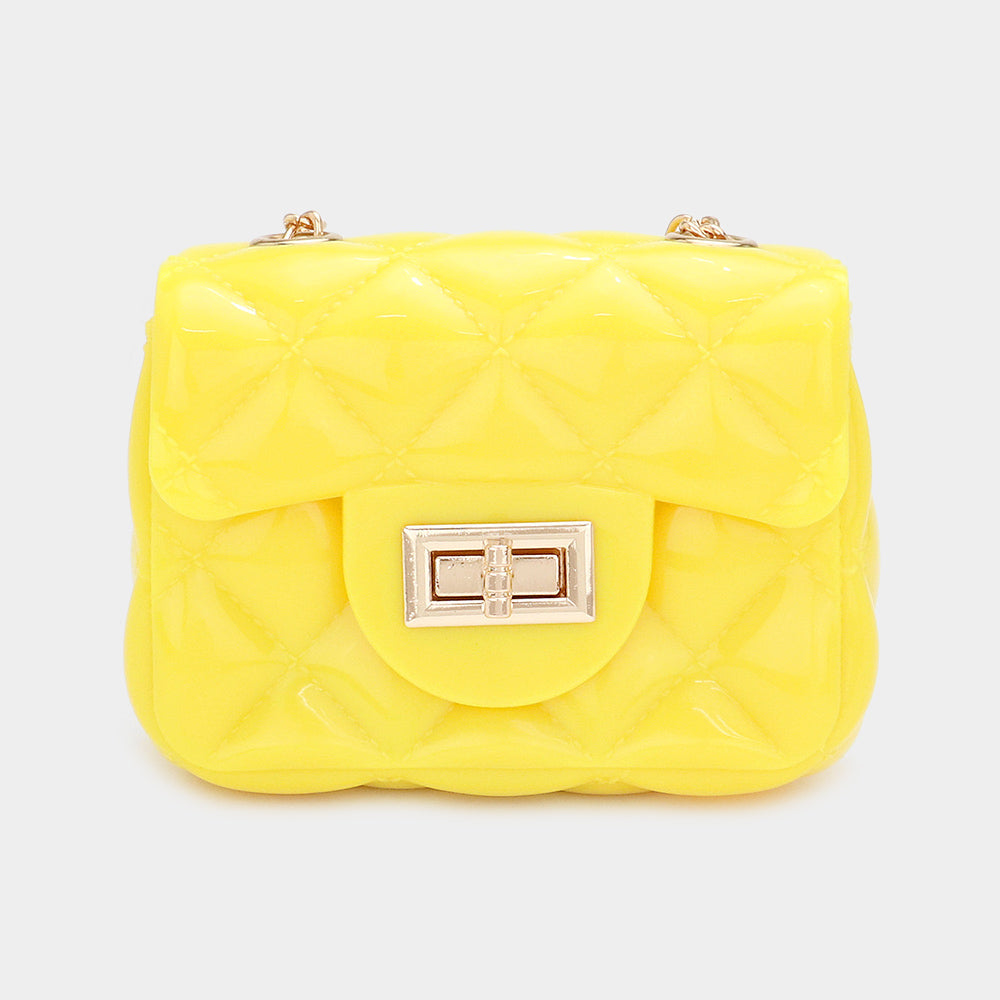 Quilted Jelly Mini Micro Crossbody Bag Yellow