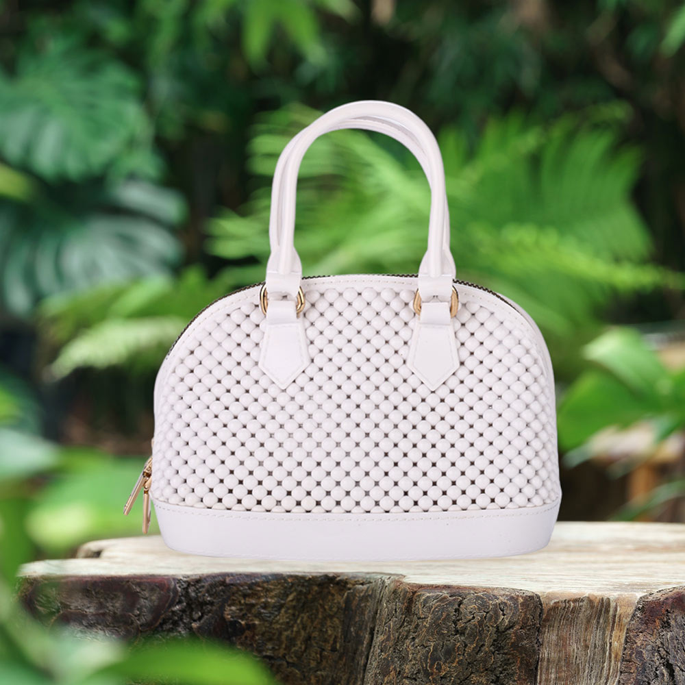 Solid Jelly Rubber Tote / Crossbody Bag White