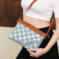 Sequin Checkered Flat Crossbody Bag Light Blue