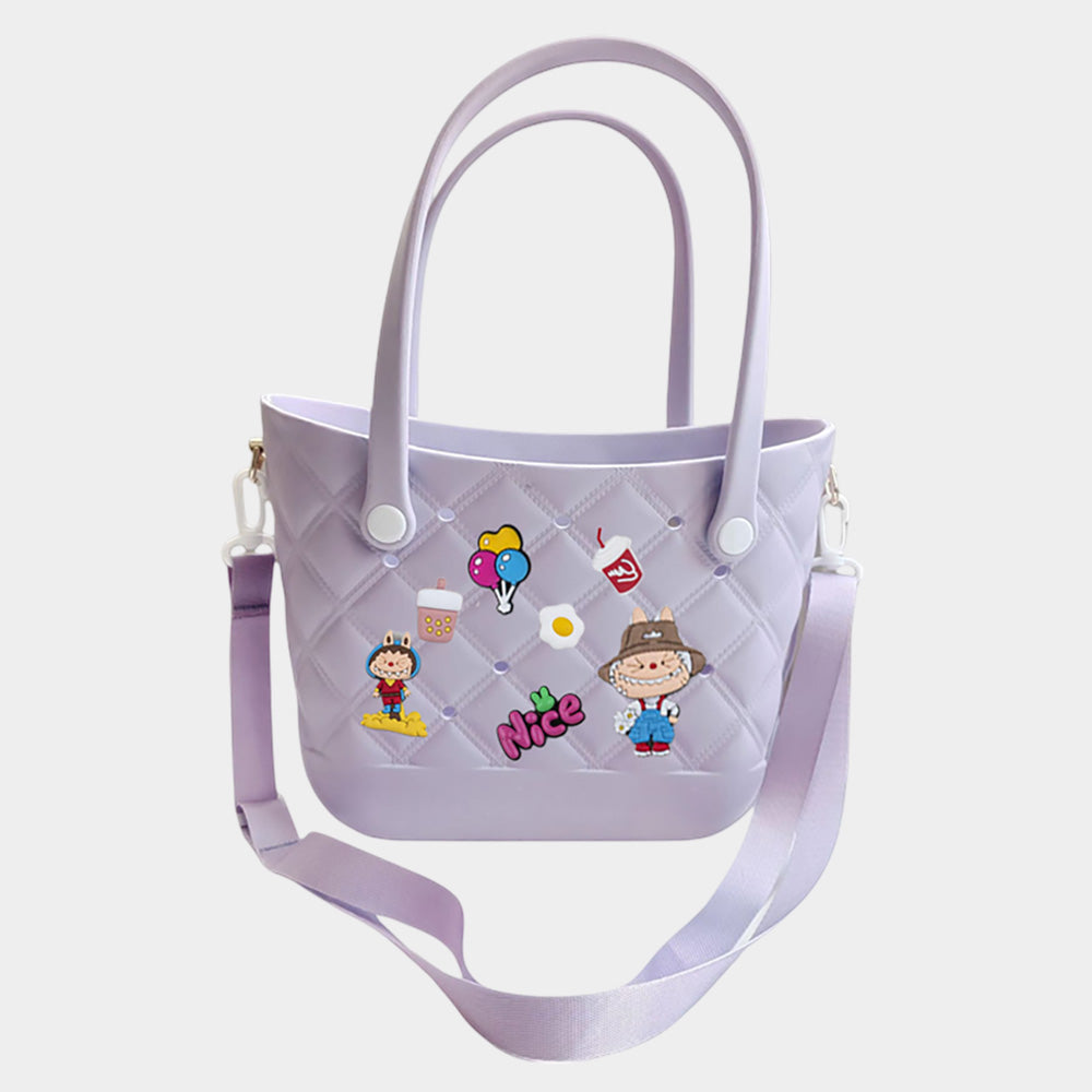 Trendy Silicone Personalized Charm Handbag / Crossbody Bag Lavender