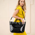 THE BAG Message Print Solid Clear Finish Tote Crossbody Bag Black