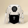 Studded Cross Accent Faux Leather Mini Crossbody Bag Ivory