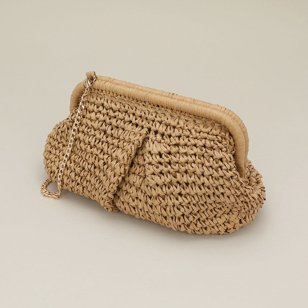Weave Dumpling Hand Bag / Clutch / Crossbody Bag Khaki