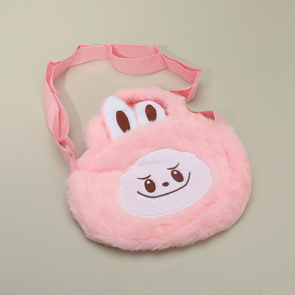 Kids Plush Monster Bunny Top Handle Mini Crossbody Bag Pink