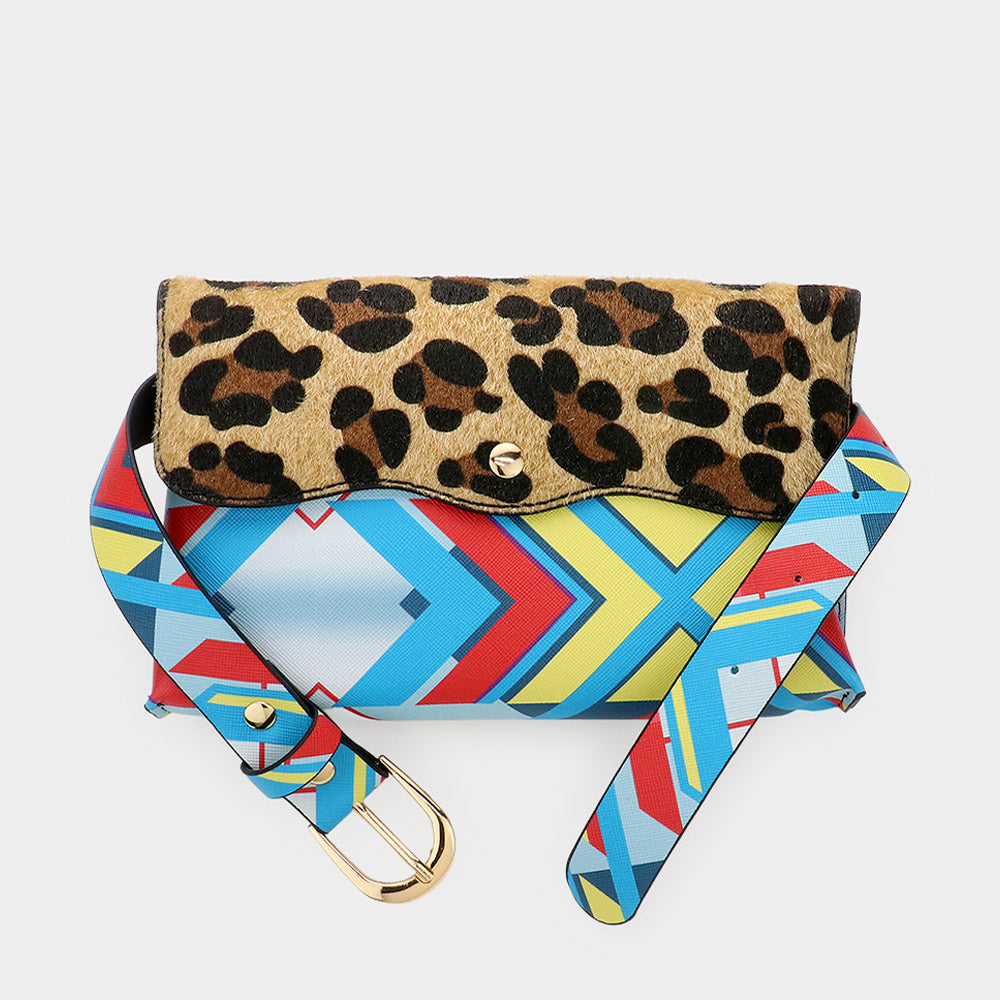 Leopard Patterned Faux Leather Fanny Pack / Belt / Crossbody Bag Leopard