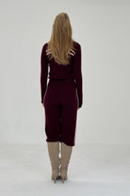 CASHMERE WOOL STRIPE CARDIGAN IN RASPBERRY CREAM