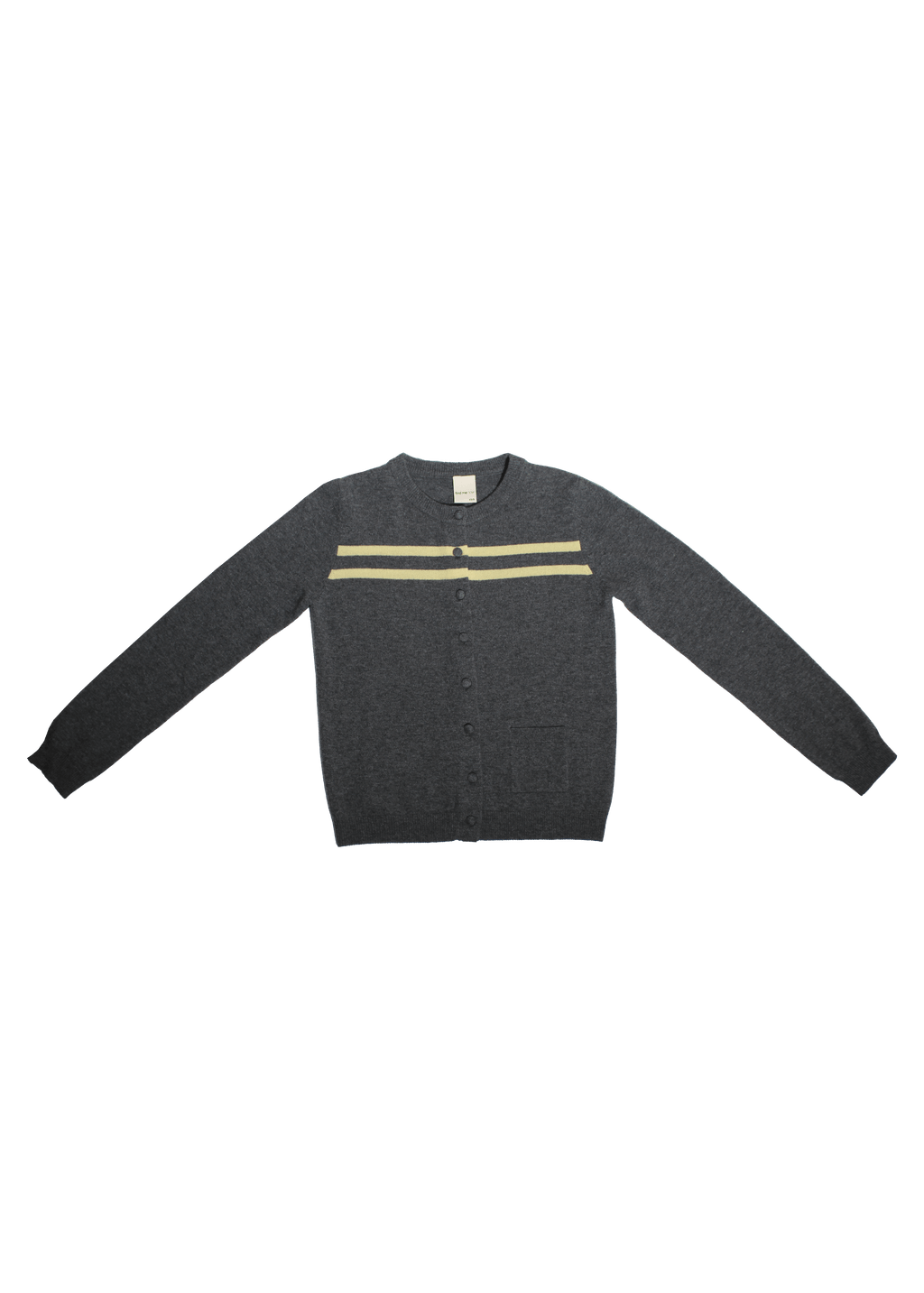 Cashmere Wool Stripe Cardigan in Charcoal/Butter Charcoal Butter