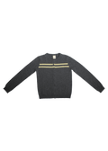 Cashmere Wool Stripe Cardigan in Charcoal/Butter Charcoal Butter