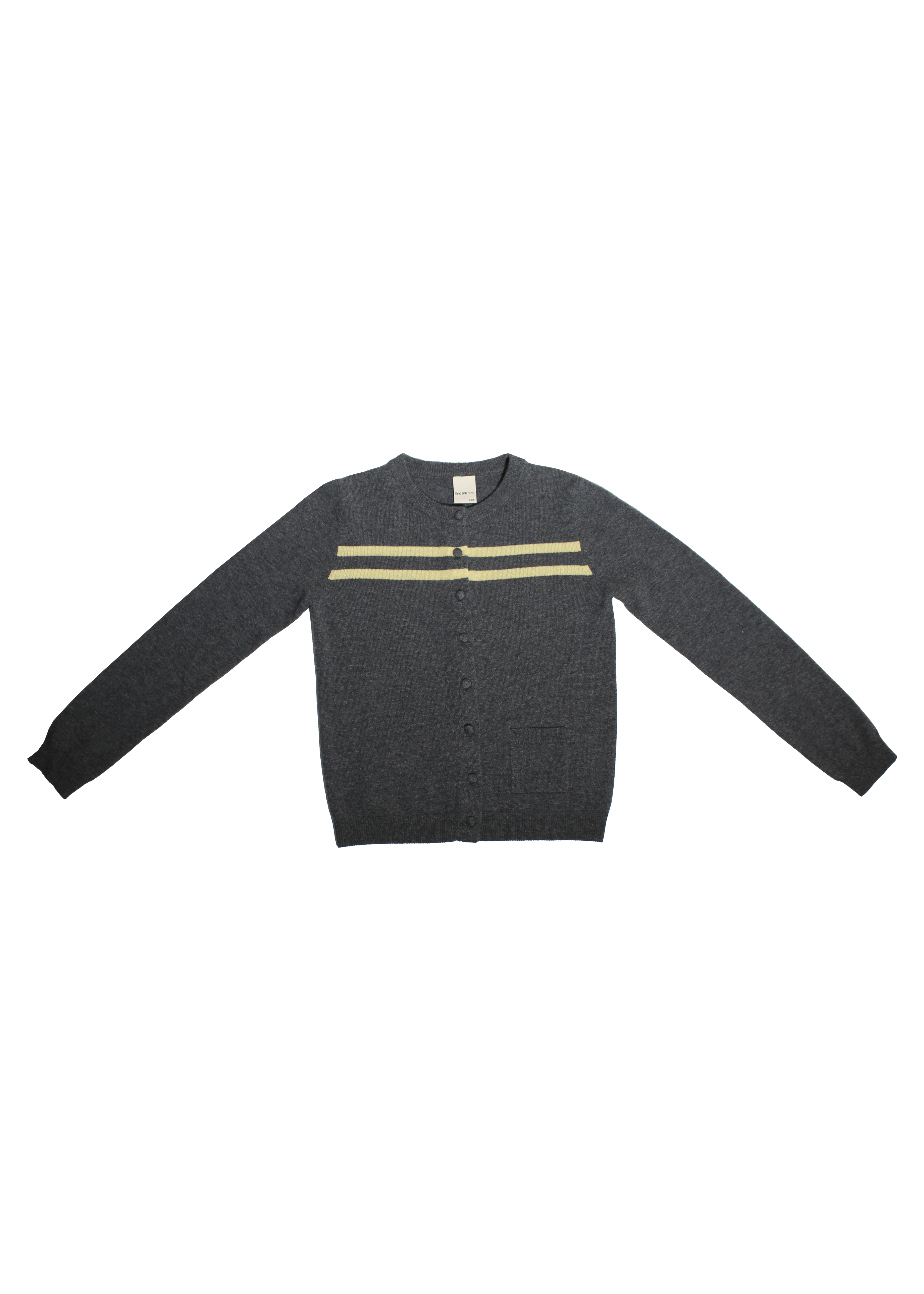 Cashmere Wool Stripe Cardigan in Charcoal/Butter Charcoal Butter