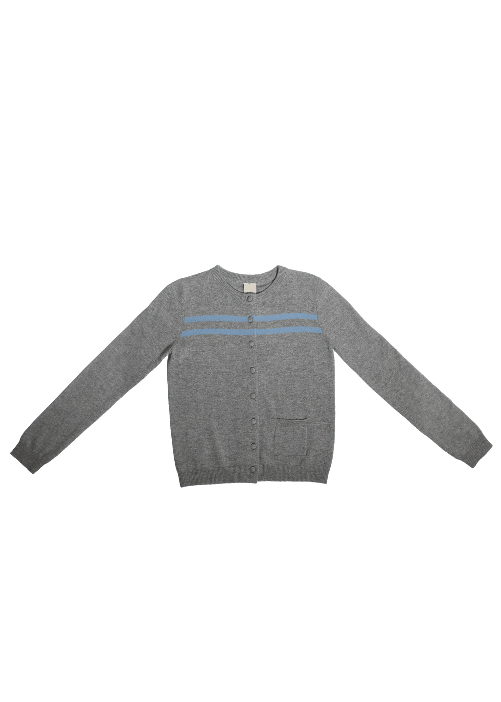 Cashmere Wool Stripe Cardigan Heather Grey Cotton Blue