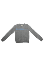 Cashmere Wool Stripe Cardigan Heather Grey Cotton Blue