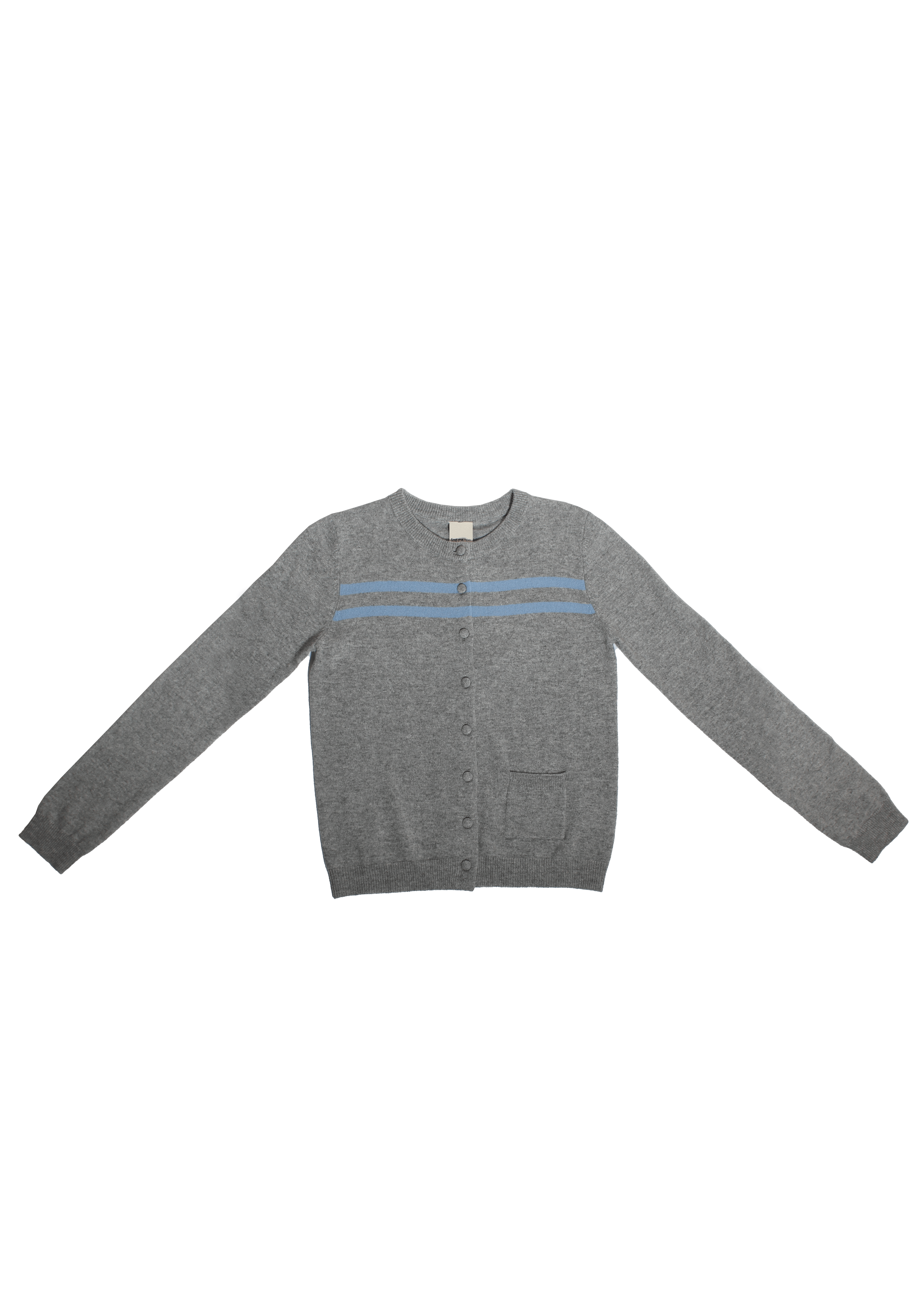 Cashmere Wool Stripe Cardigan Heather Grey Cotton Blue