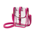 Faux Leather Belt Buckle Pointed Transparent Crossbody Bag Fuchsia