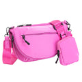 Glossy Puffer Half Moon Crossbody Bag Glossy Fuchsia