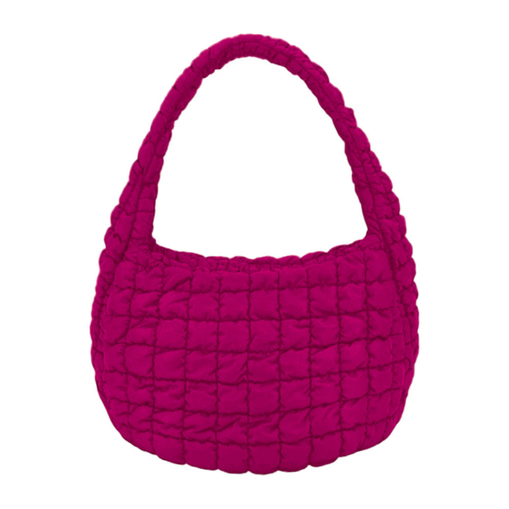 Quilted Puffer Shoulder Crossbody Bag Fuchsia