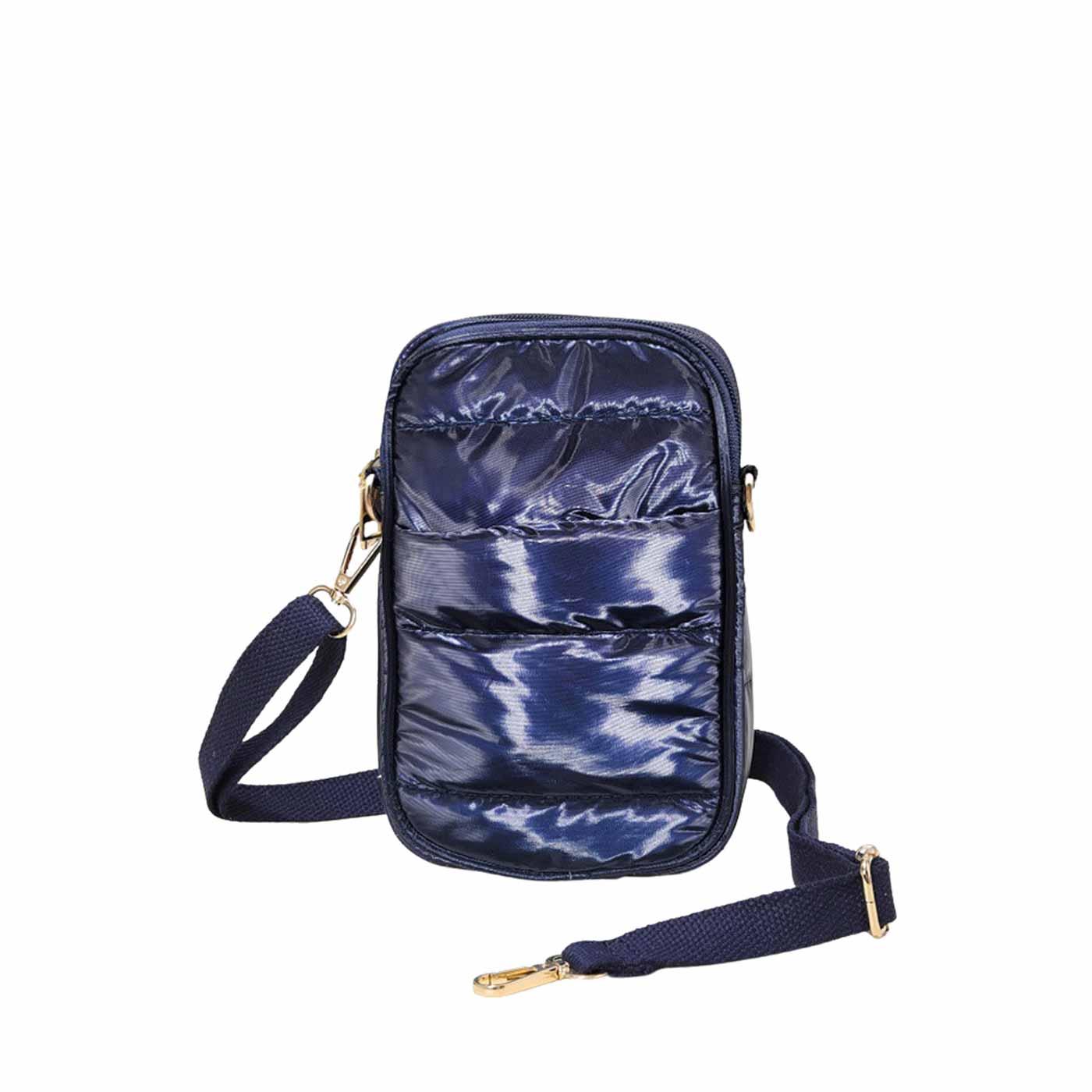 Glossy Puffer Rectangle Crossbody Bag Navy