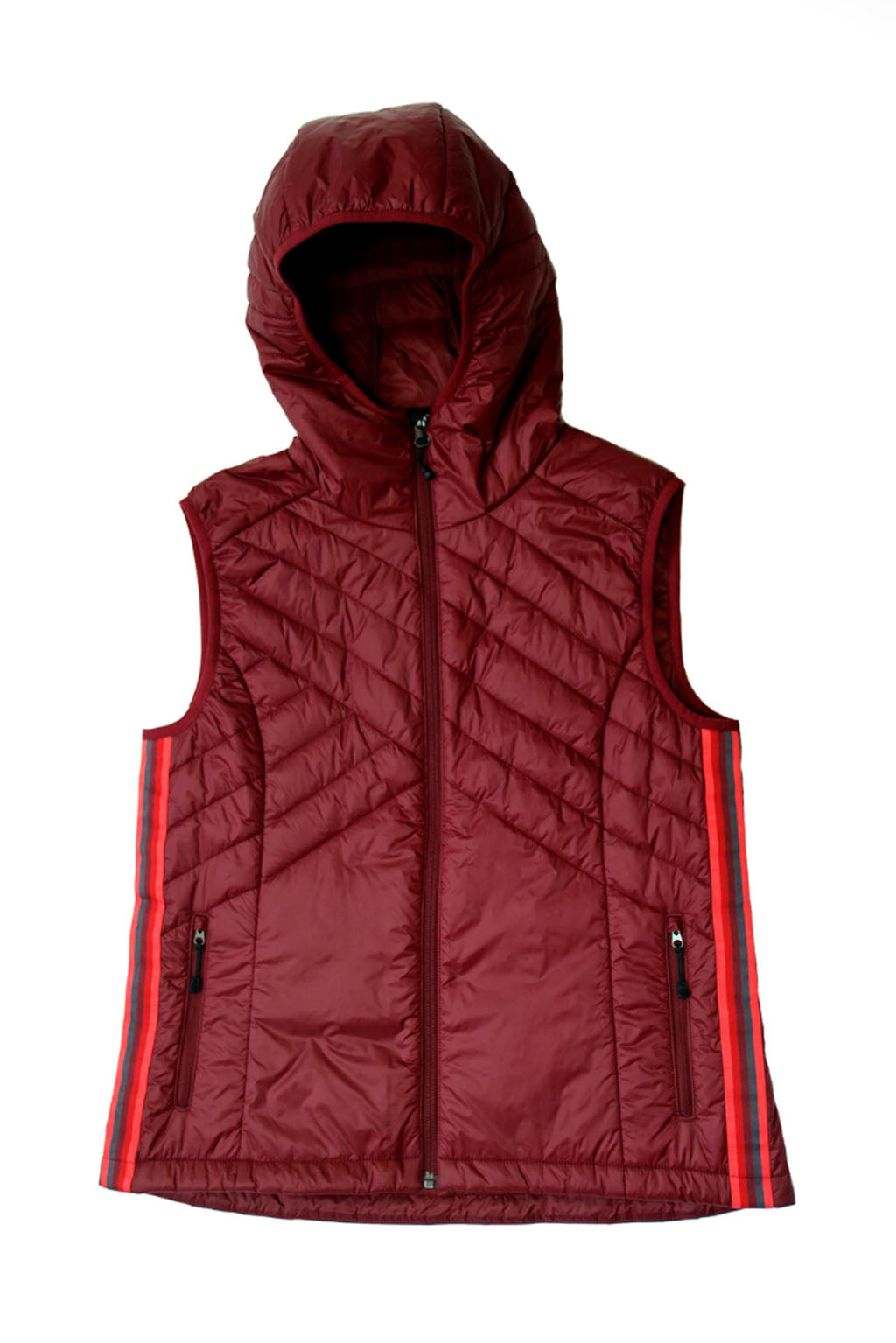 Powerstripe Eco-Friendly Down Hooded Vest Merlot