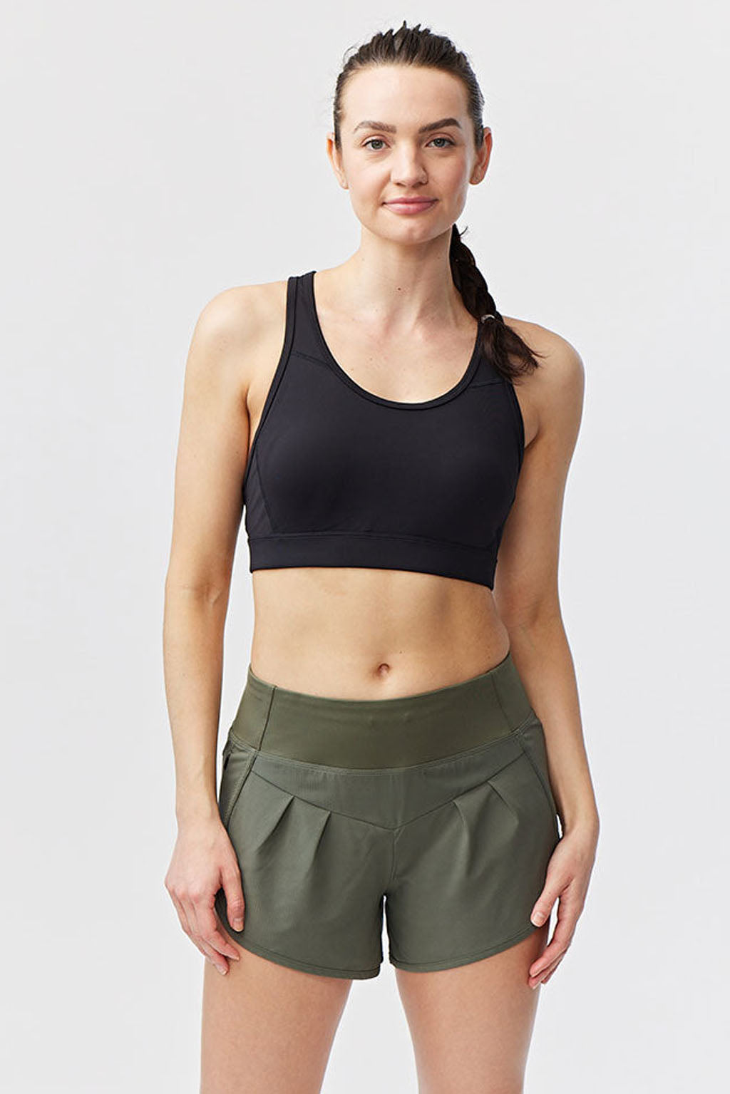 Sheva Women's High Rise Running Shorts Dark Moss