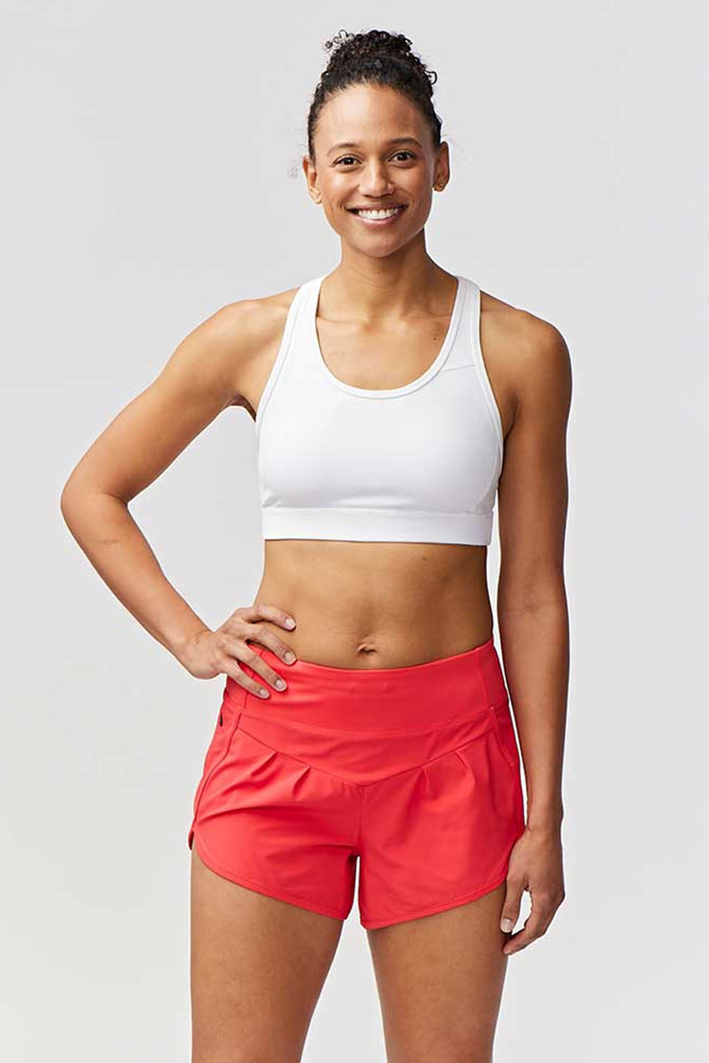 Sheva Women's High Rise Running Shorts Hot Coral