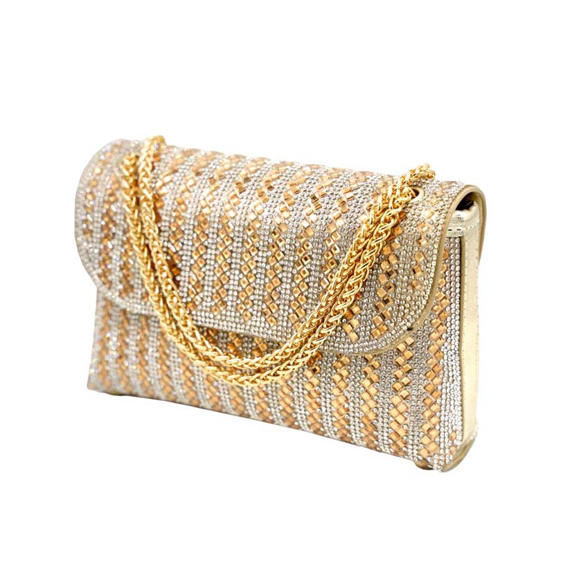 Bling Flap Bag Shoulder Crossbody Evening Bag Gold