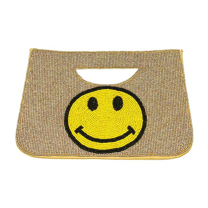 Smile Seed Beaded Tote Crossbody Bag Gold
