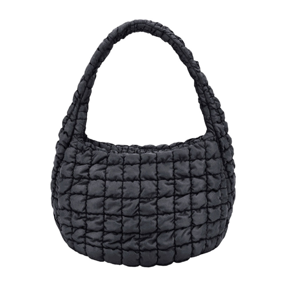 Quilted Puffer Shoulder Crossbody Bag Gray