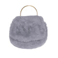 Solid Faux Fur Tote Crossbody Bag Gray