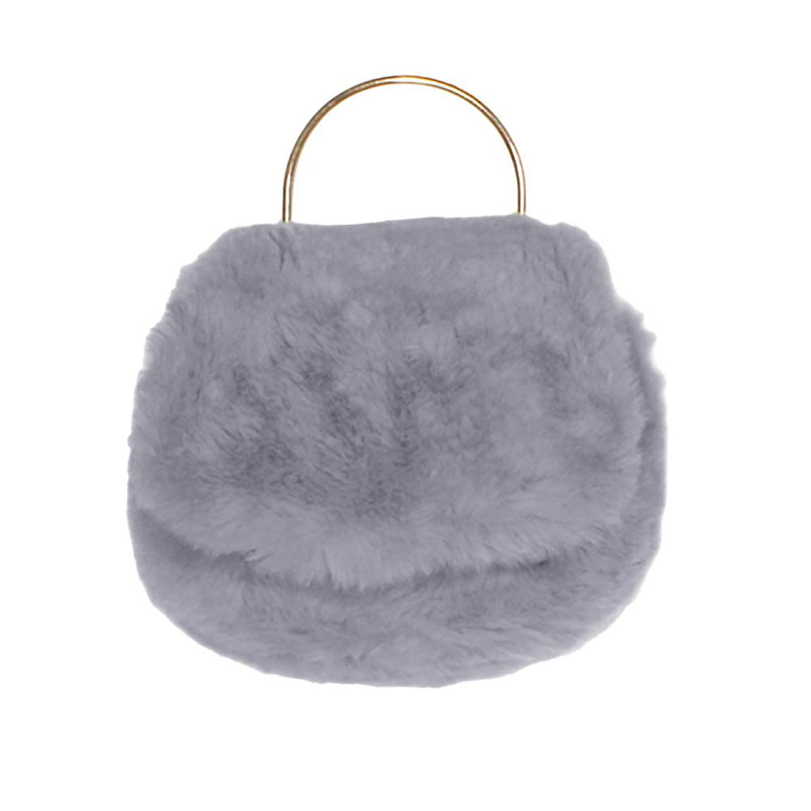 Solid Faux Fur Tote Crossbody Bag Gray