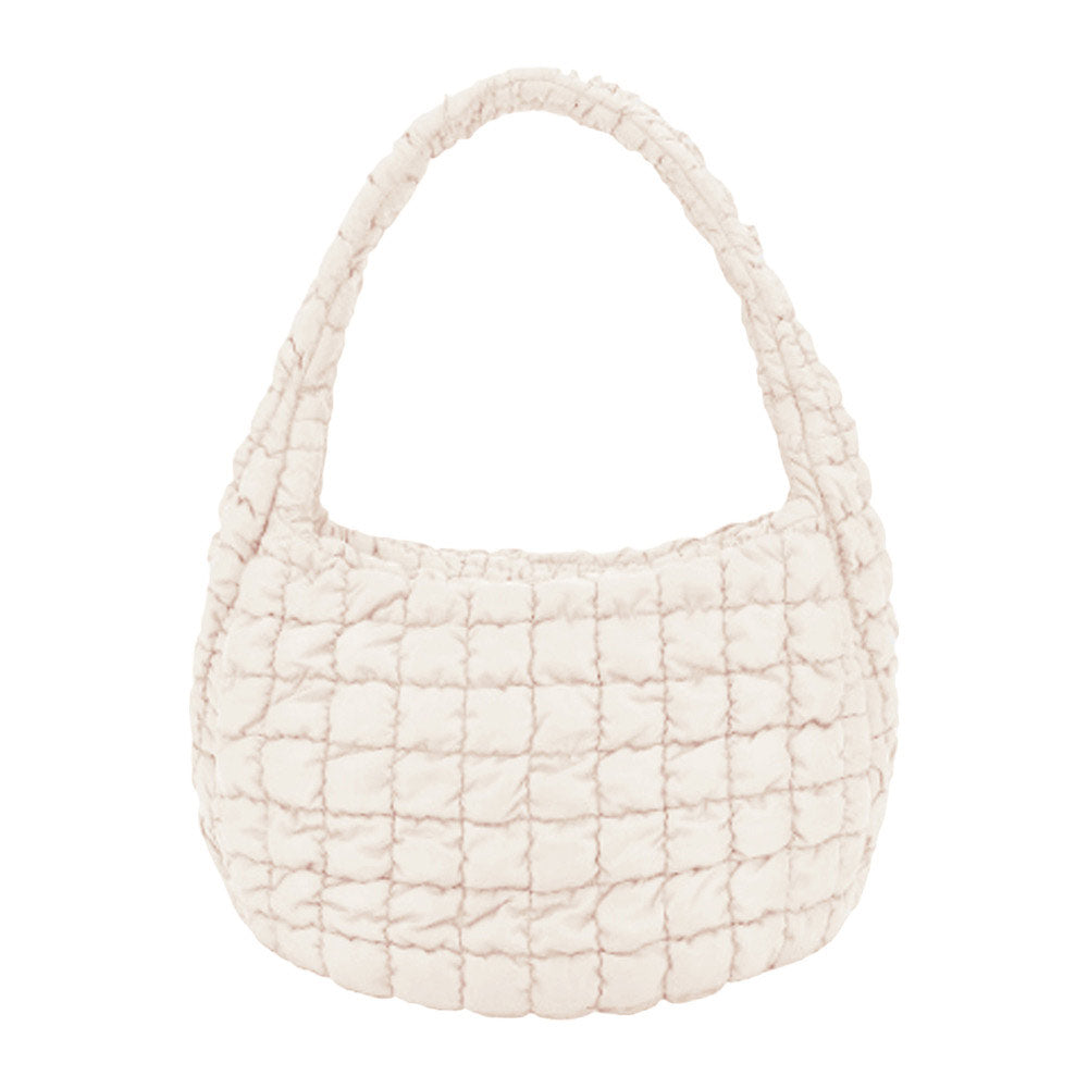 Quilted Puffer Shoulder Crossbody Bag Ivory