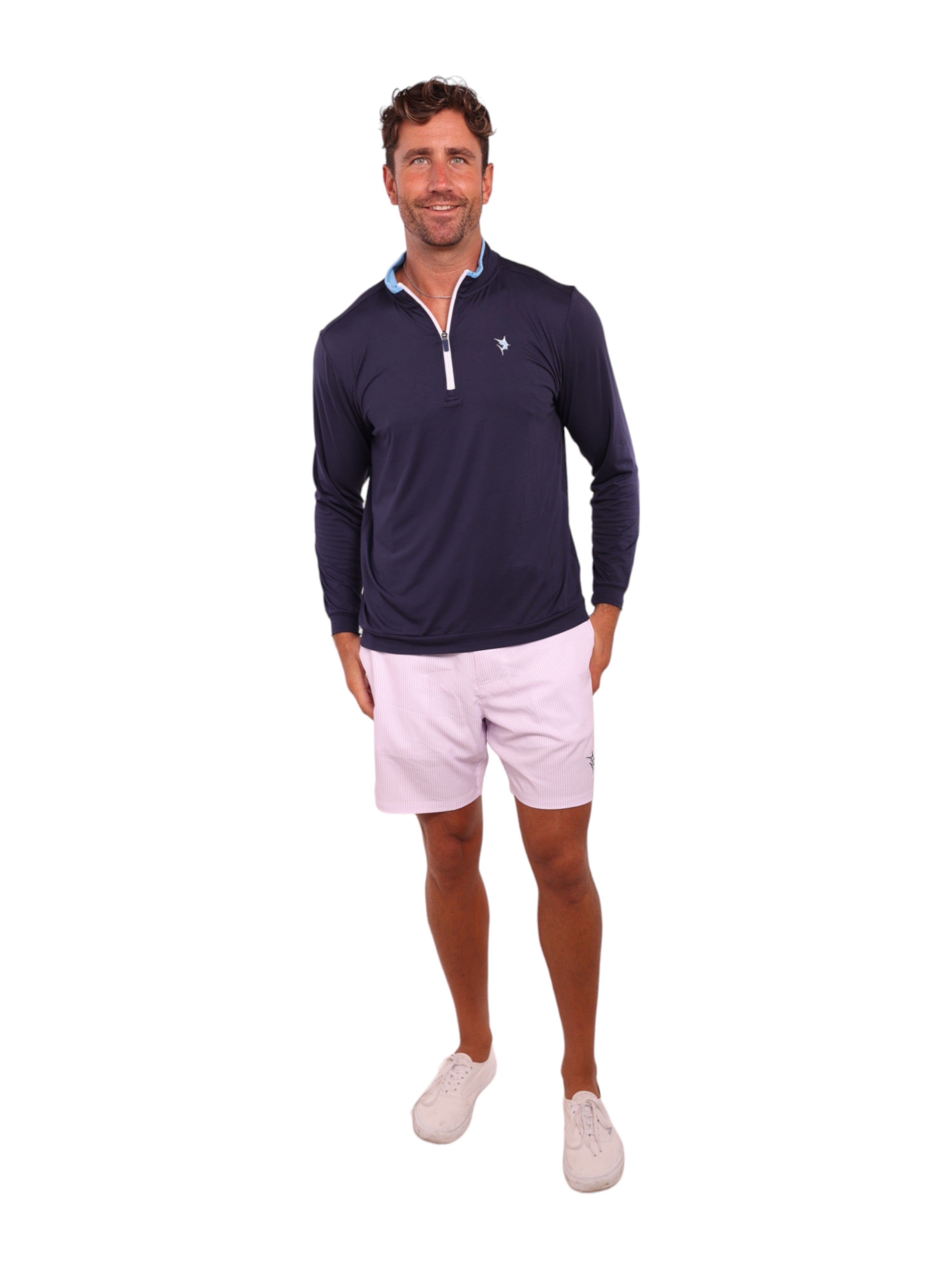 Long Beach Quarter Zip Ultra Soft Lightweight MD Navy