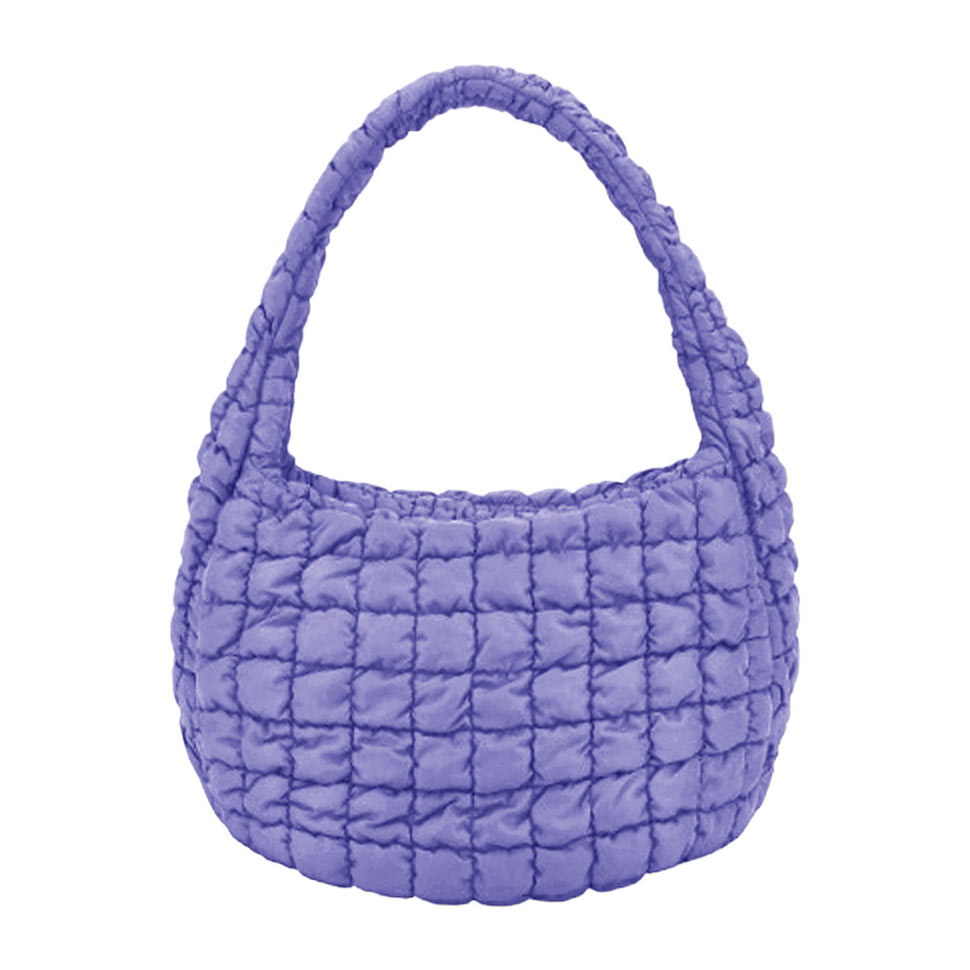 Quilted Puffer Shoulder Crossbody Bag Lavender
