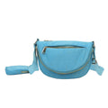 Half Round Solid Nylon Crossbody Bag LightBlue